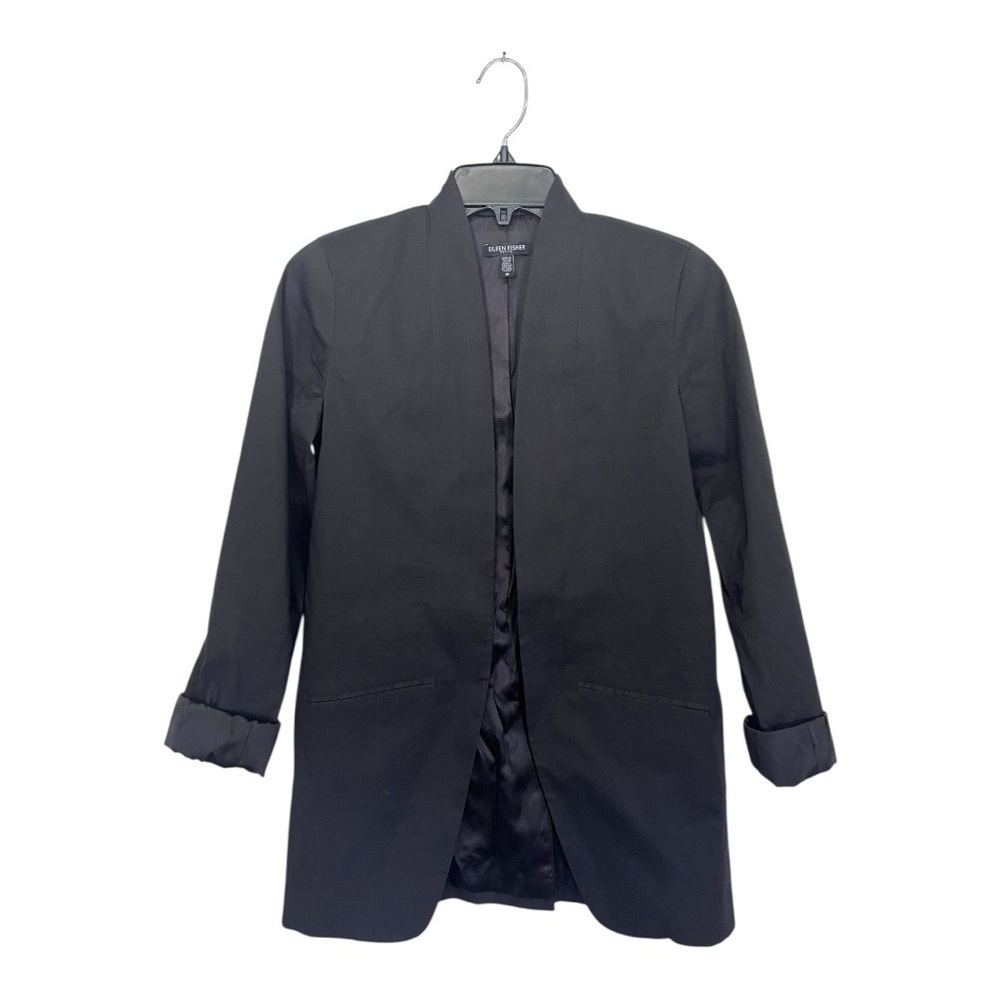 Eileen Fisher | Petite‎ Black Ramie Long Jacket Size 4P